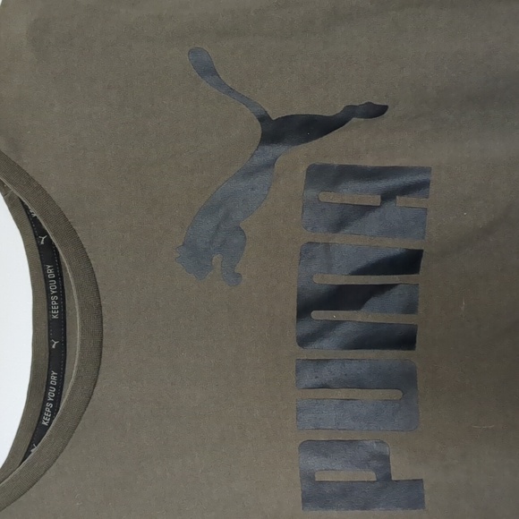 Men's Olive Green Puma T-Shirt Lg - Picture 2 of 4